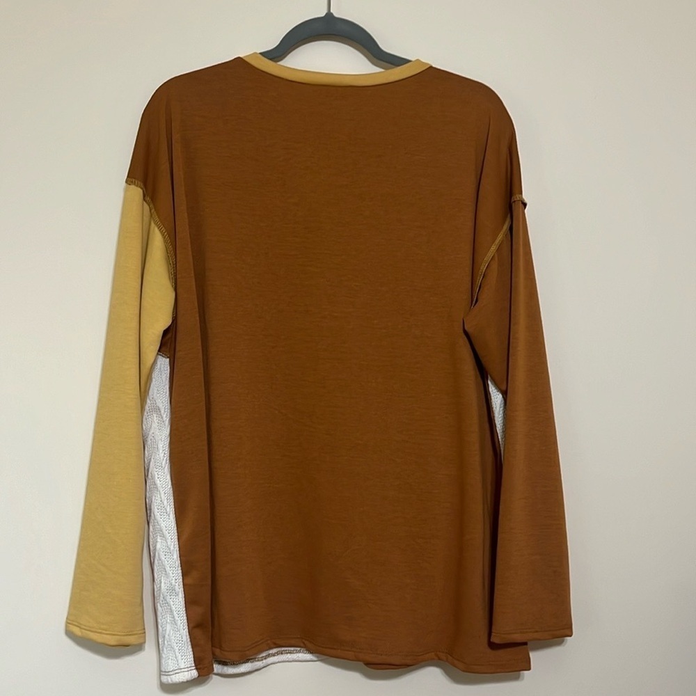 Bibi mixed media long sleeve top size Large - Picture 4 of 5